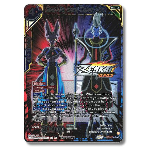 Beerus & Whis, Universe 7 Destroyer & Angel DB2-174 DAR Stamped - DBS Card Game