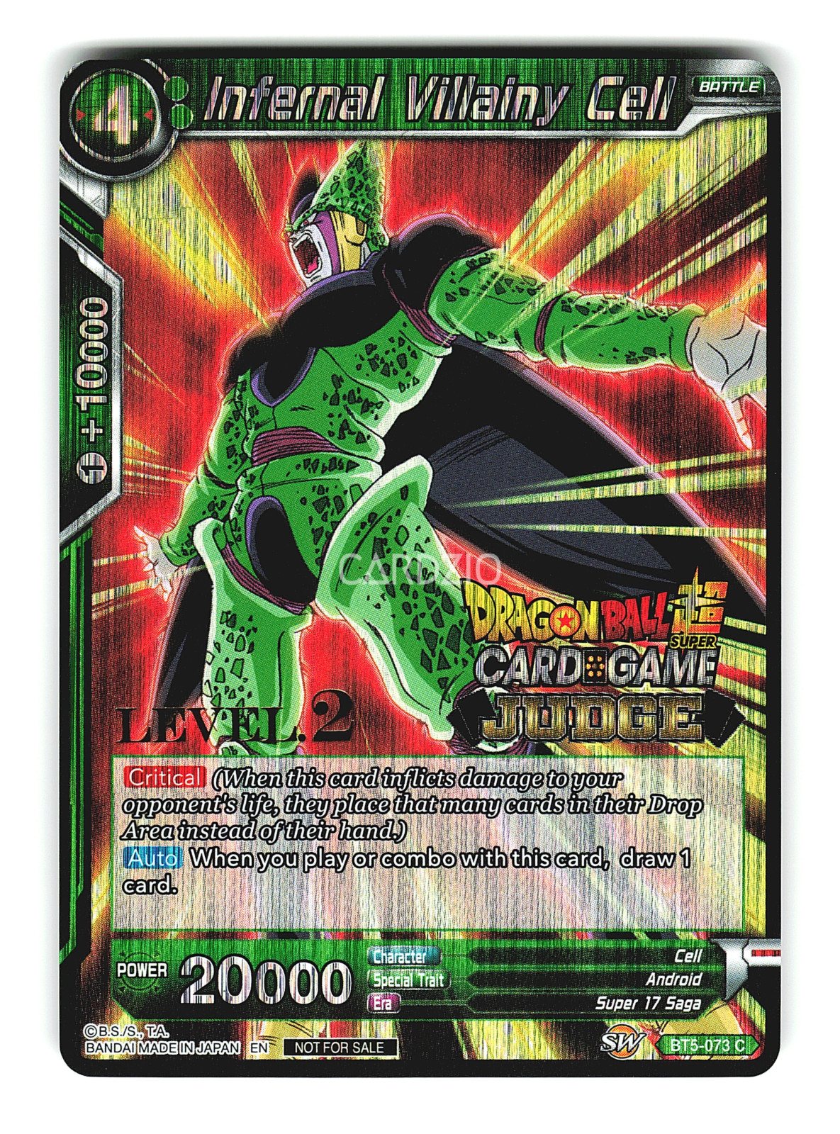 Infernal Villainy Cell BT5-073 C Level 2 Judge Foil - Dragon Ball Super Card – Photo 1